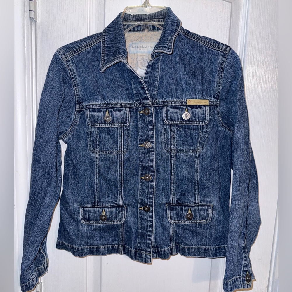 Liz Claiborne Petite Vintage Denim Jean Jacket Size 8P